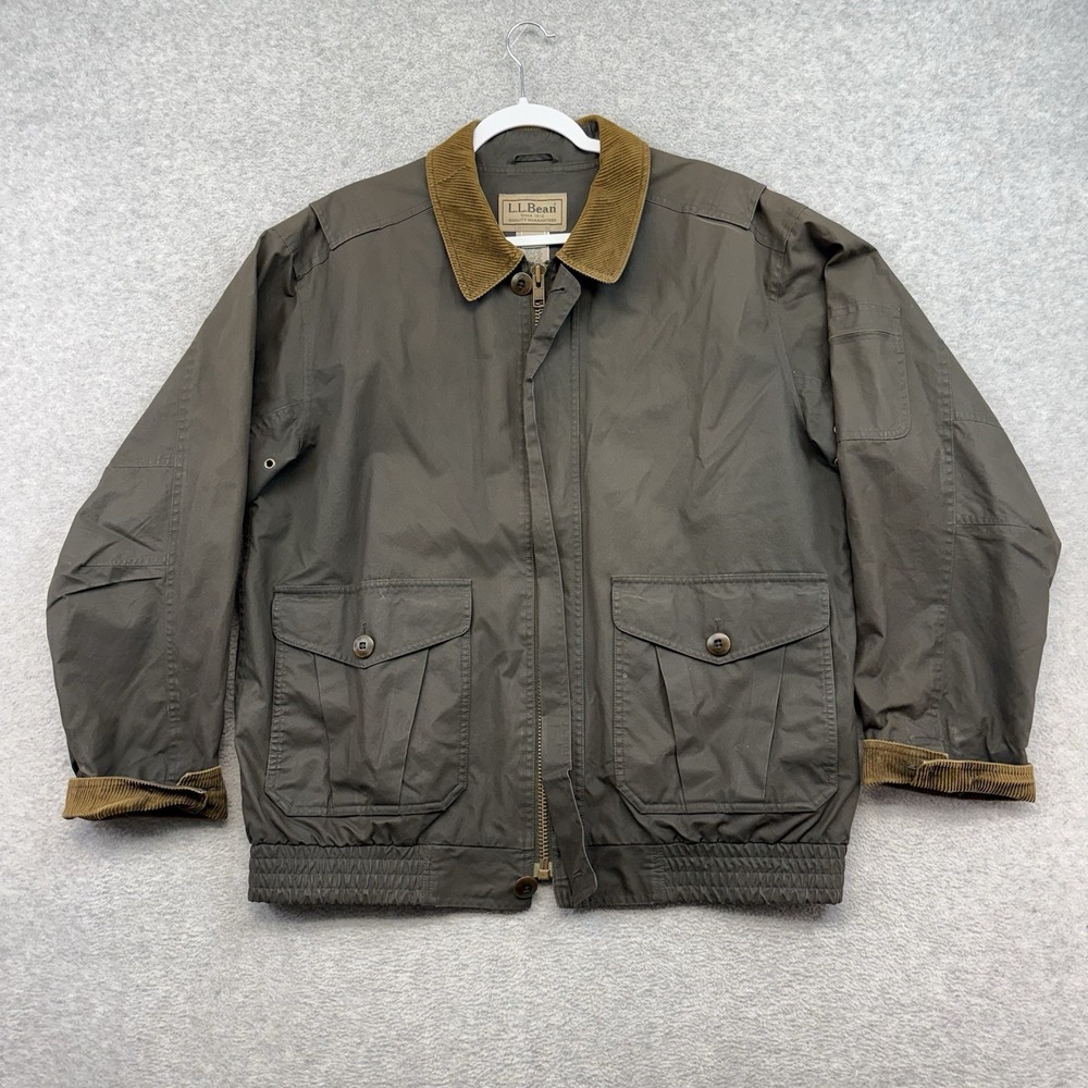 LL Bean British‎ Millerain Waxed Cotton Chore Barn Bomber Jacket Size M Olive
